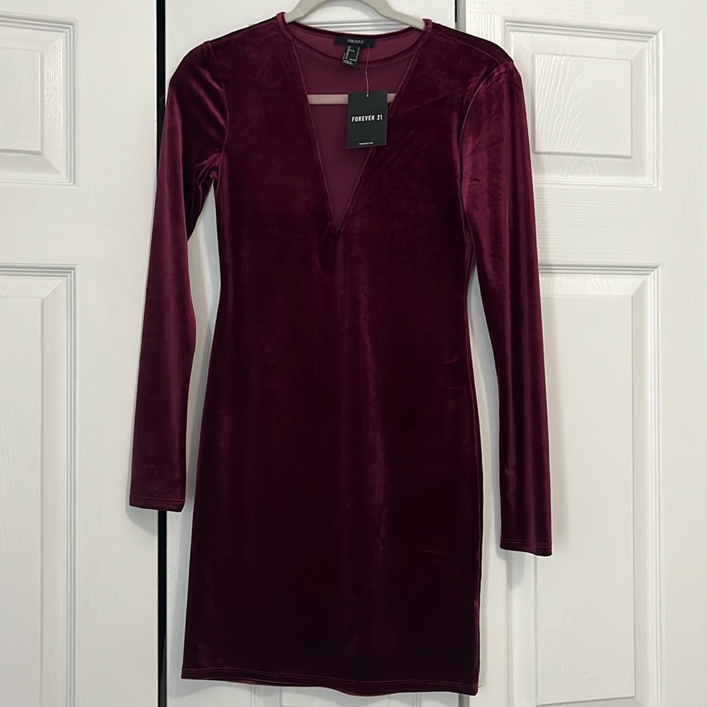 Velour long sleeve dress